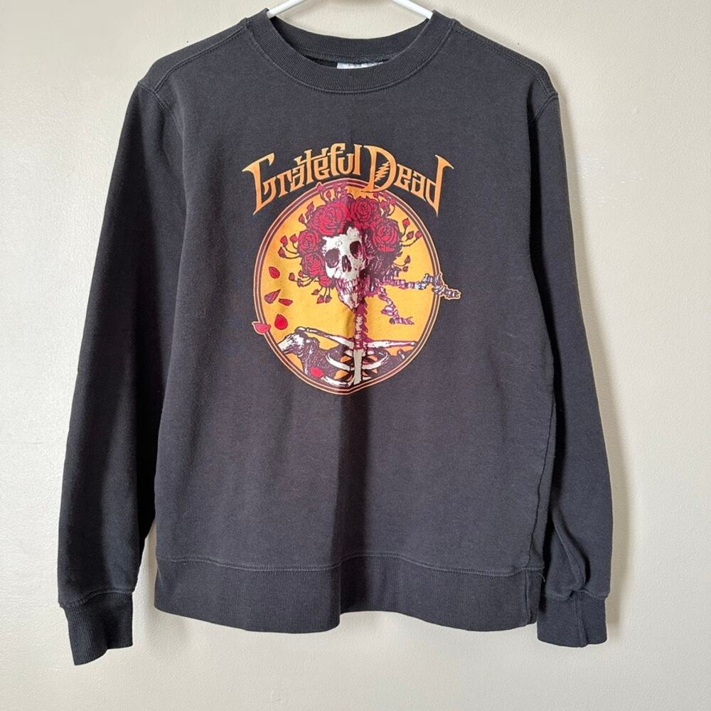Grateful Dead Bertha Skull & Roses Black Sweatshirt Women SMALL Retro 70s - Picture 1 of 9